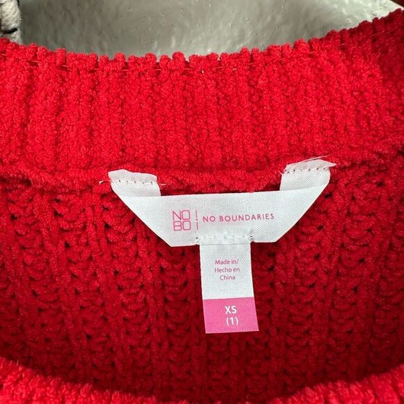 No Boundaries Red Fringe Sweater (XS) - Picture 2 of 5